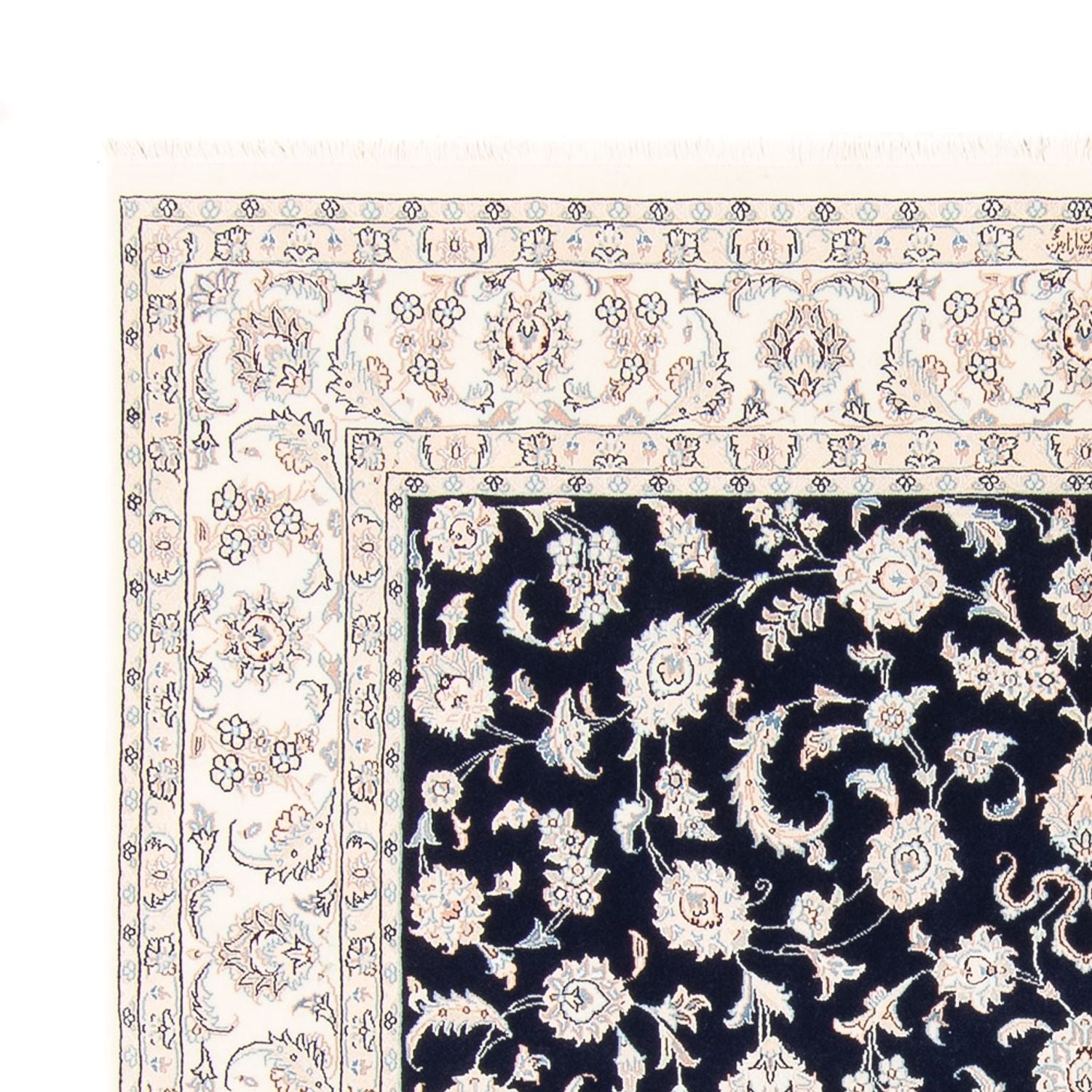 Tapis persan - Nain carré  - 213 x 200 cm - bleu foncé