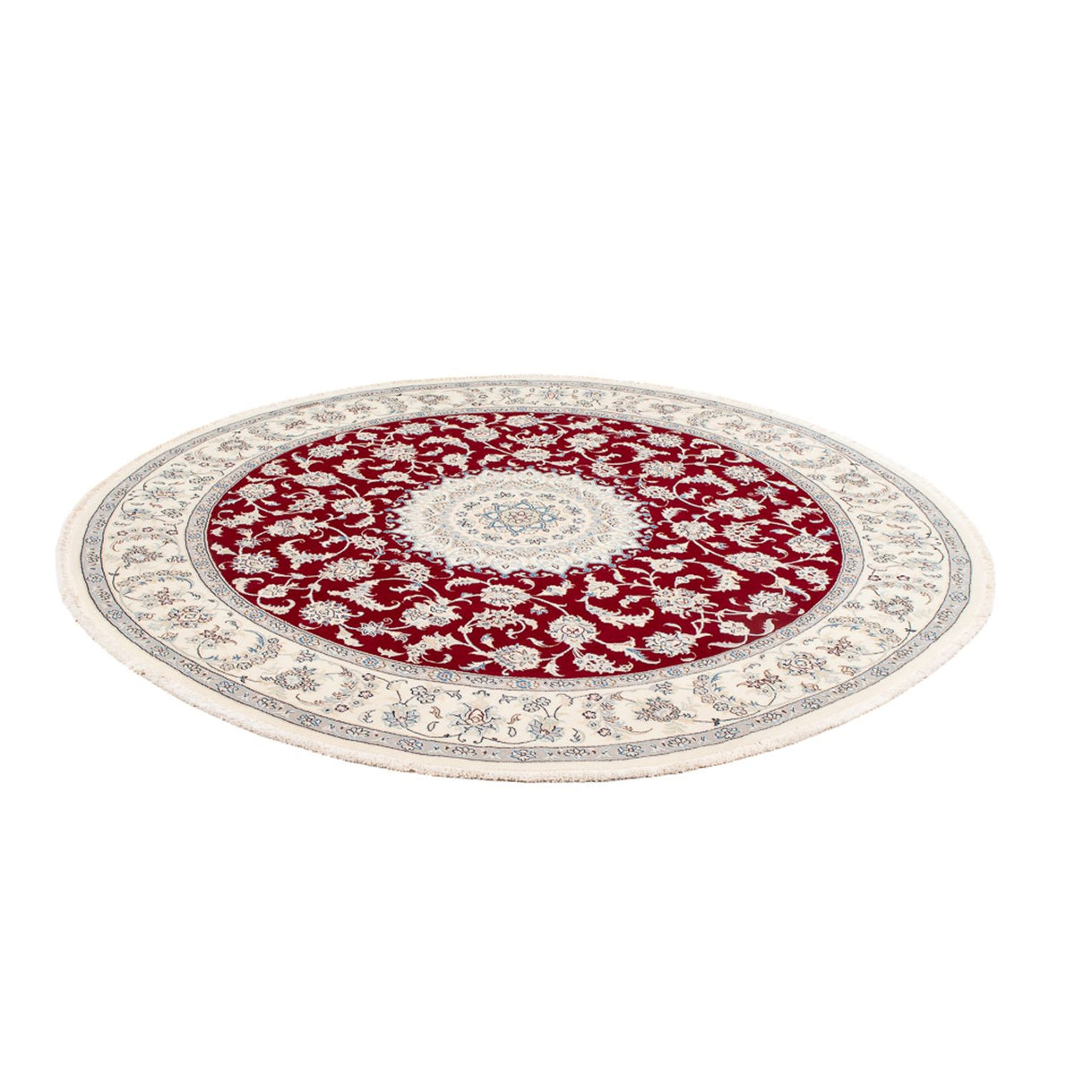 Tapis persan - Nain ronde  - 200 x 200 cm - rouge