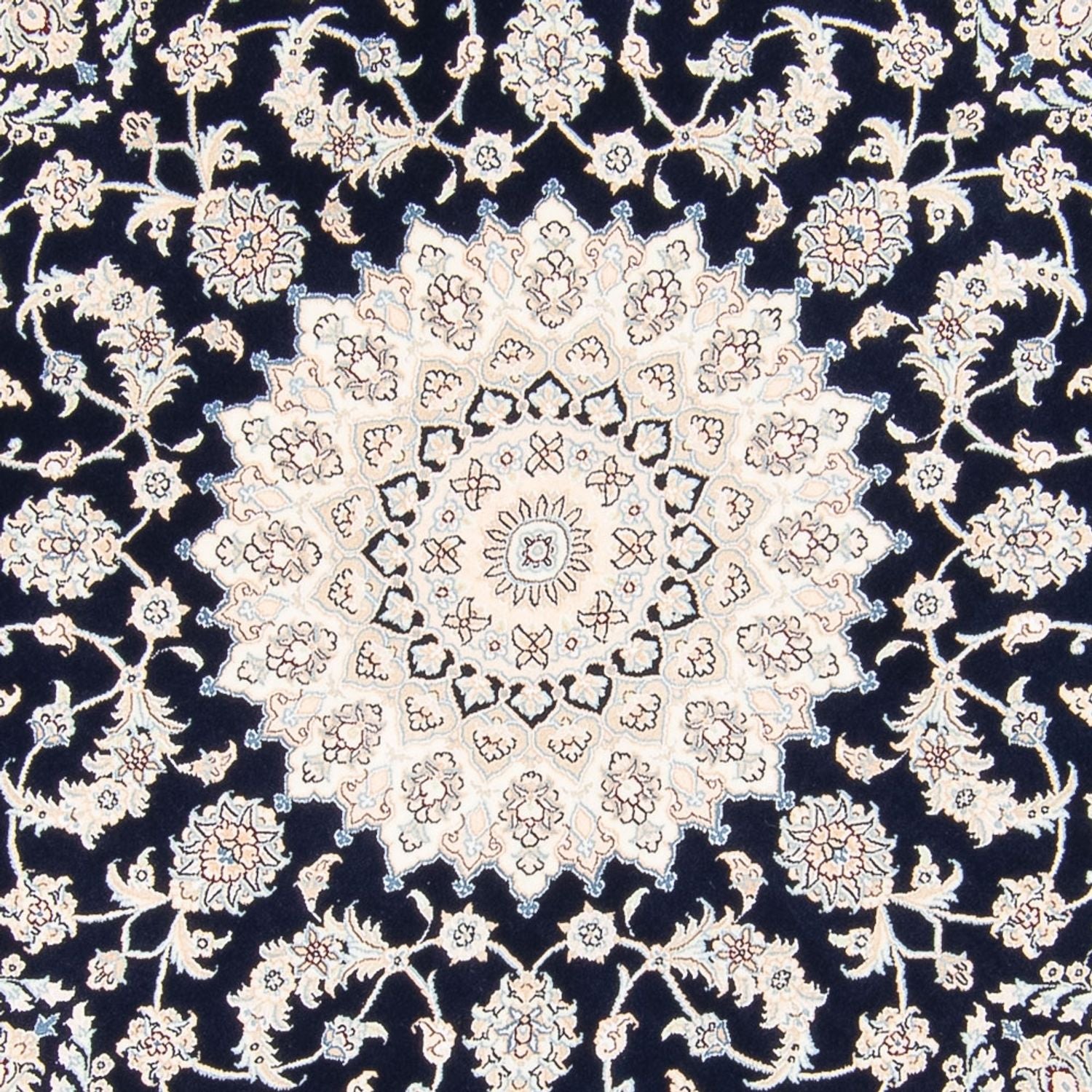 Tapis persan - Nain ronde  - 200 x 200 cm - bleu foncé