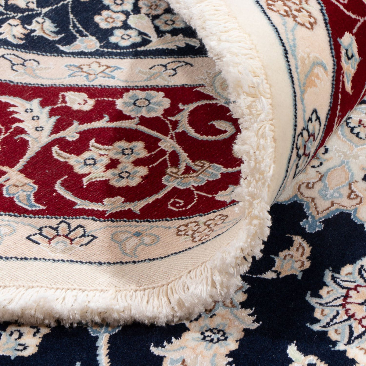 Tapis persan - Nain ronde  - 200 x 200 cm - bleu foncé