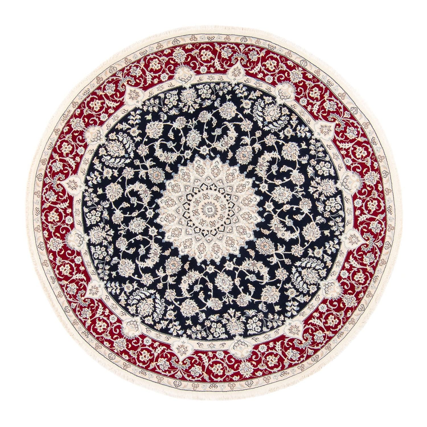 Tapis persan - Nain ronde  - 200 x 200 cm - bleu foncé