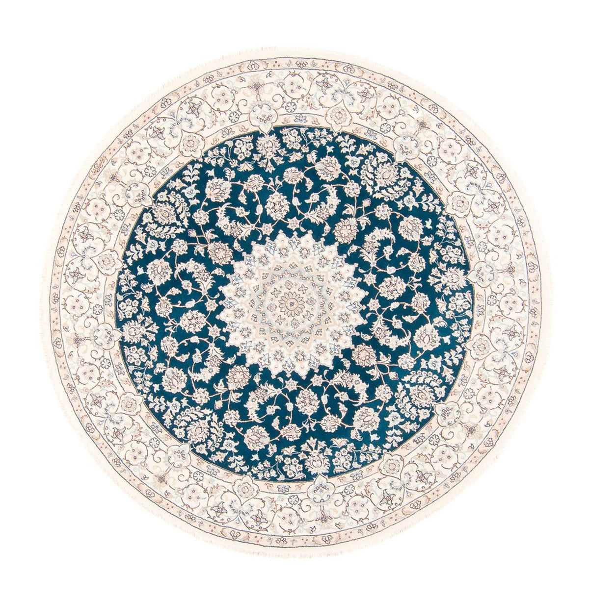 Tapis persan - Nain ronde  - 200 x 200 cm - bleu
