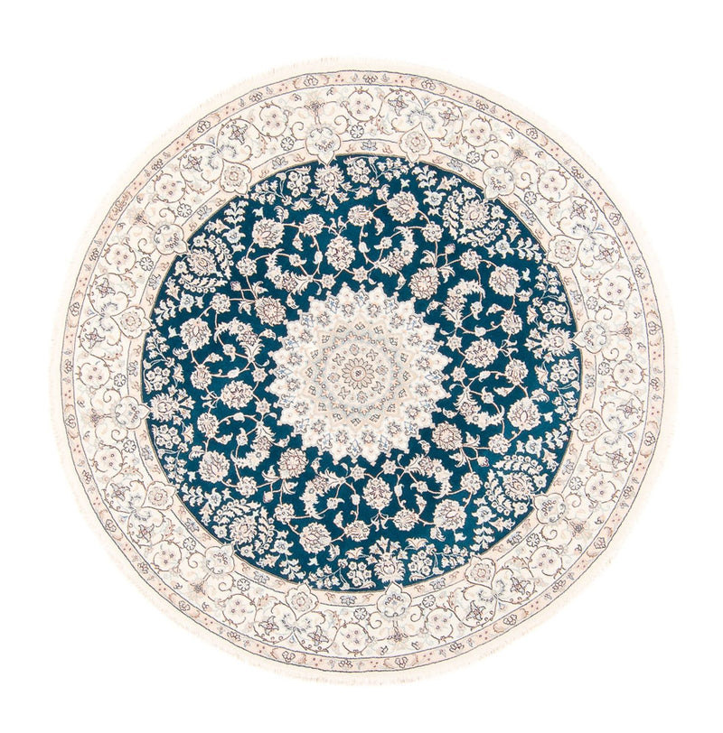 Tapis persan - Nain ronde  - 200 x 200 cm - bleu