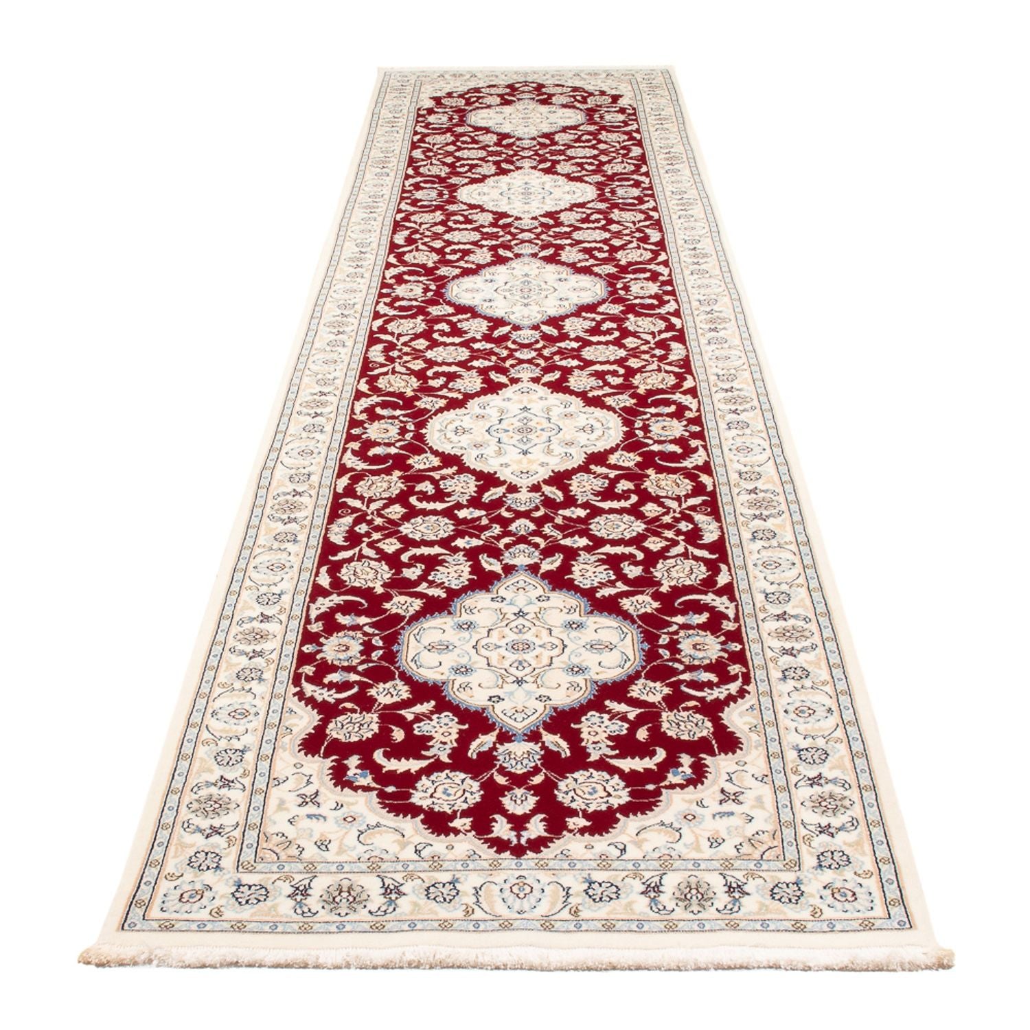 Tapis de couloir Tapis persan - Nain - Premium - 404 x 88 cm - rouge