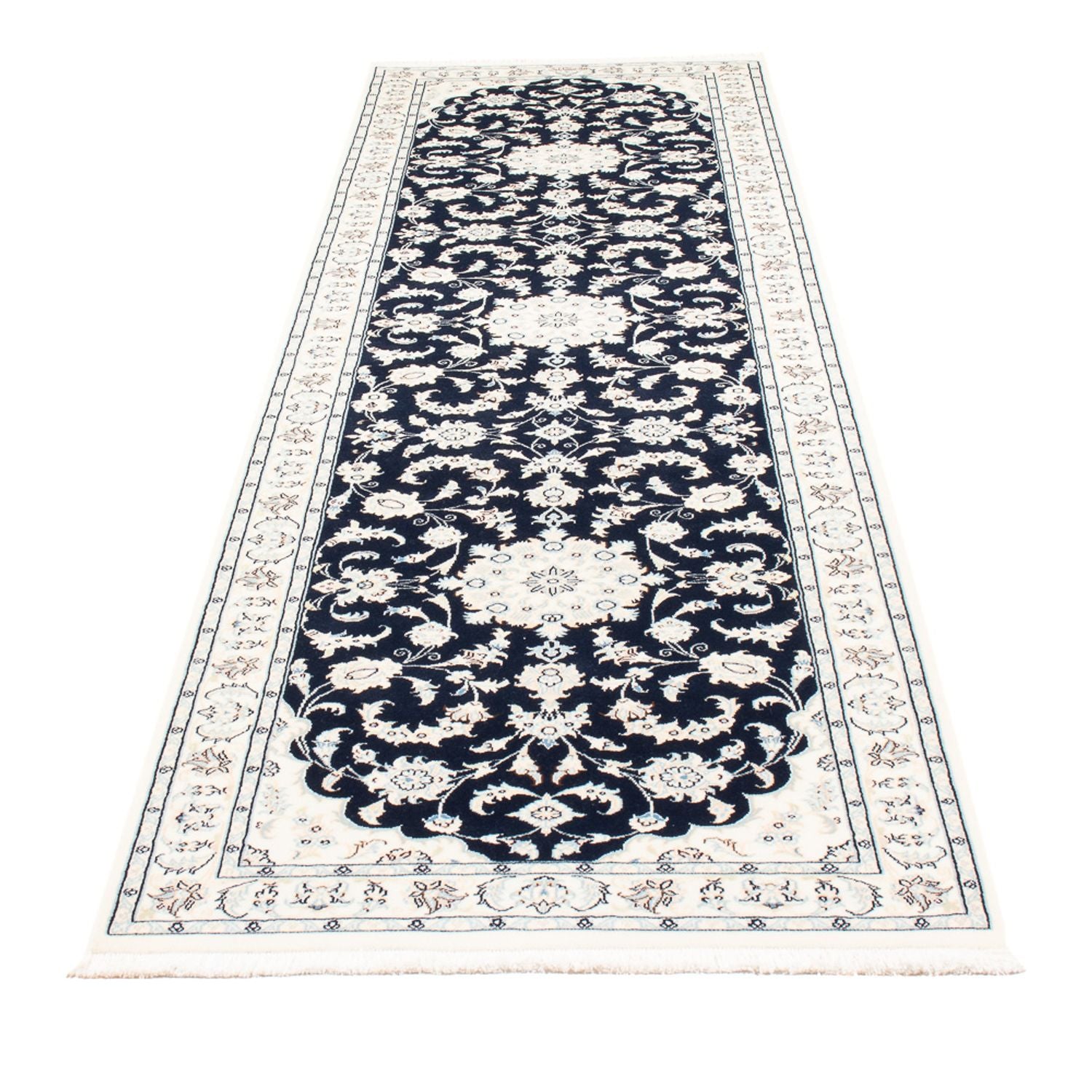 Tapis de couloir Tapis persan - Nain - Premium - 296 x 80 cm - bleu foncé