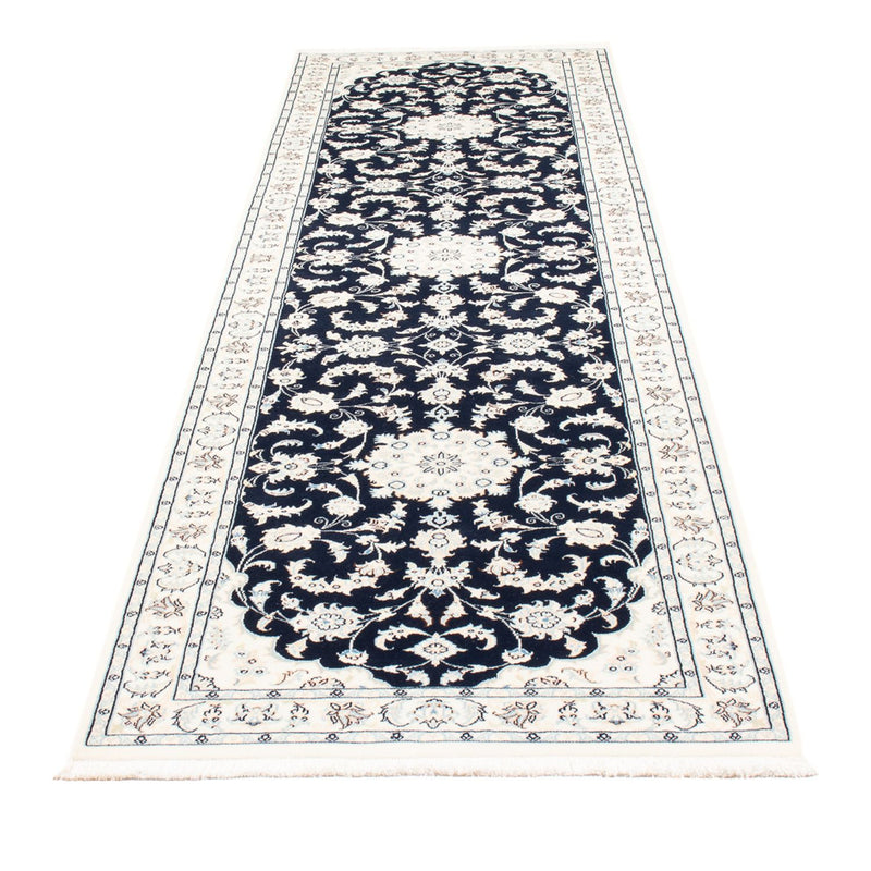 Tapis de couloir Tapis persan - Nain - Premium - 296 x 80 cm - bleu foncé