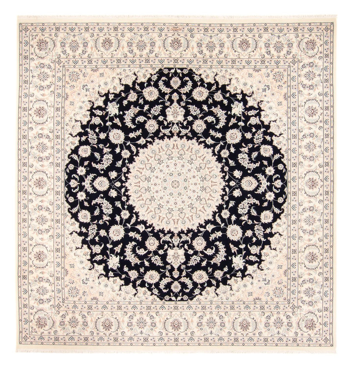 Tapis persan - Nain carré  - 258 x 246 cm - bleu foncé