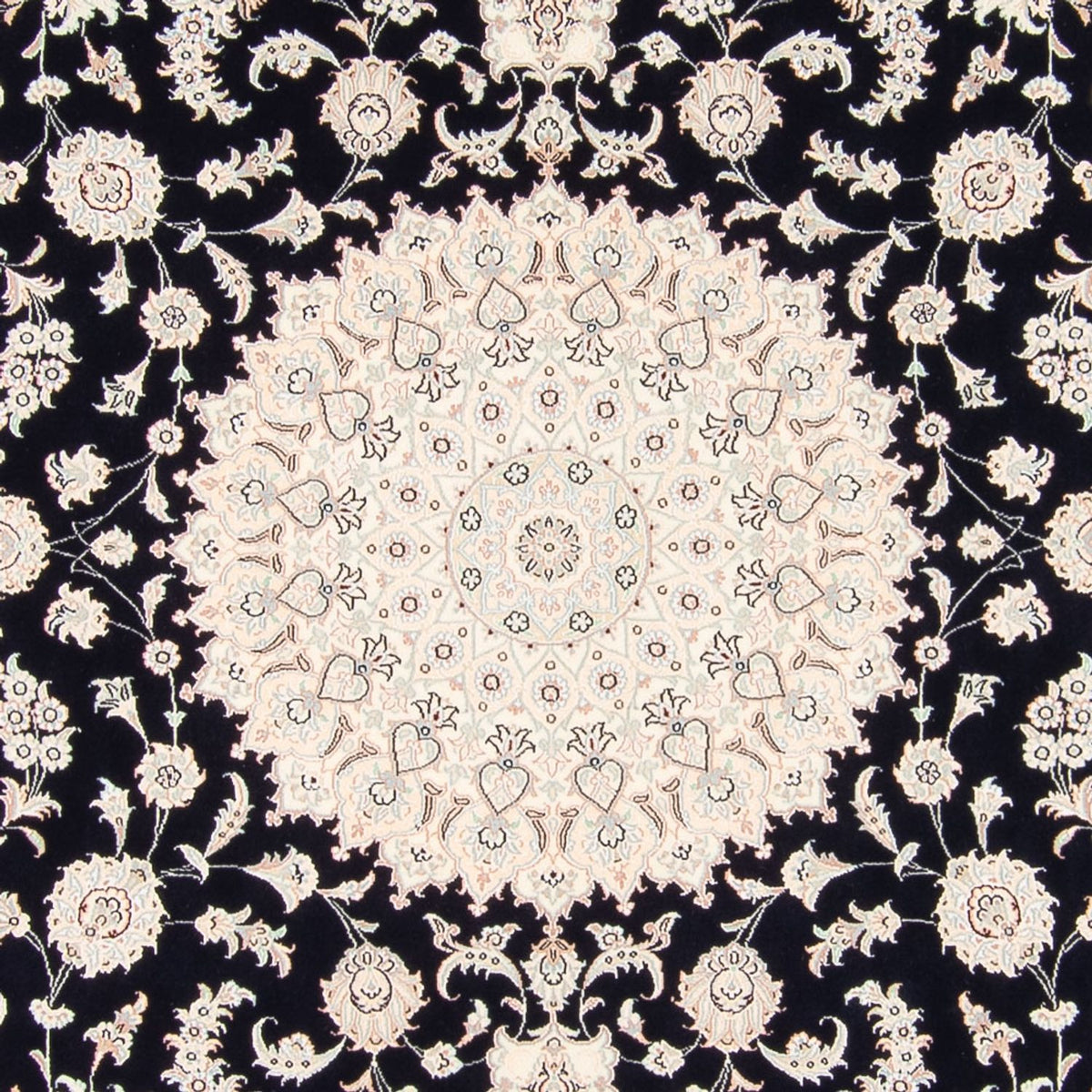 Tapis persan - Nain carré  - 258 x 246 cm - bleu foncé