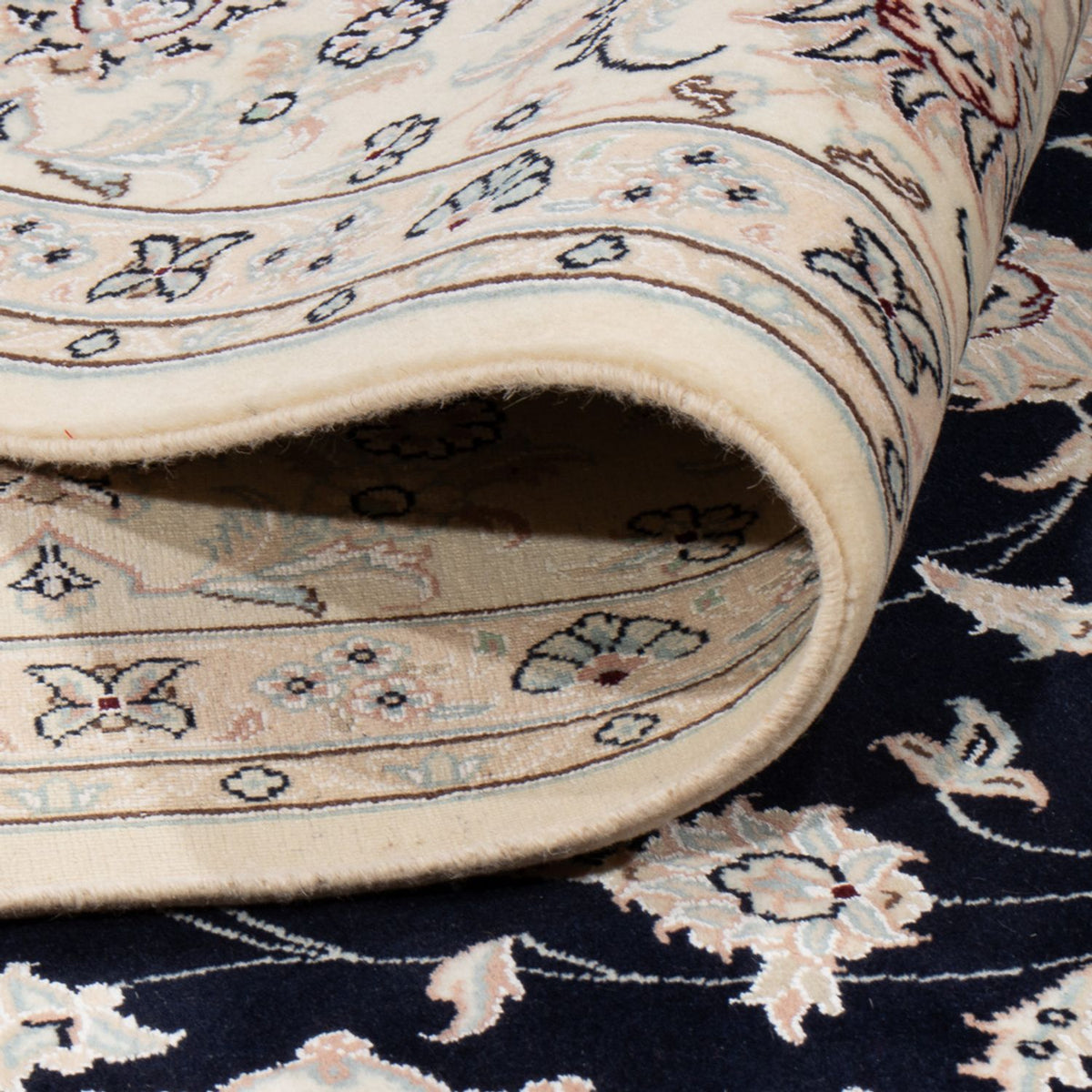 Tapis persan - Nain carré  - 258 x 246 cm - bleu foncé