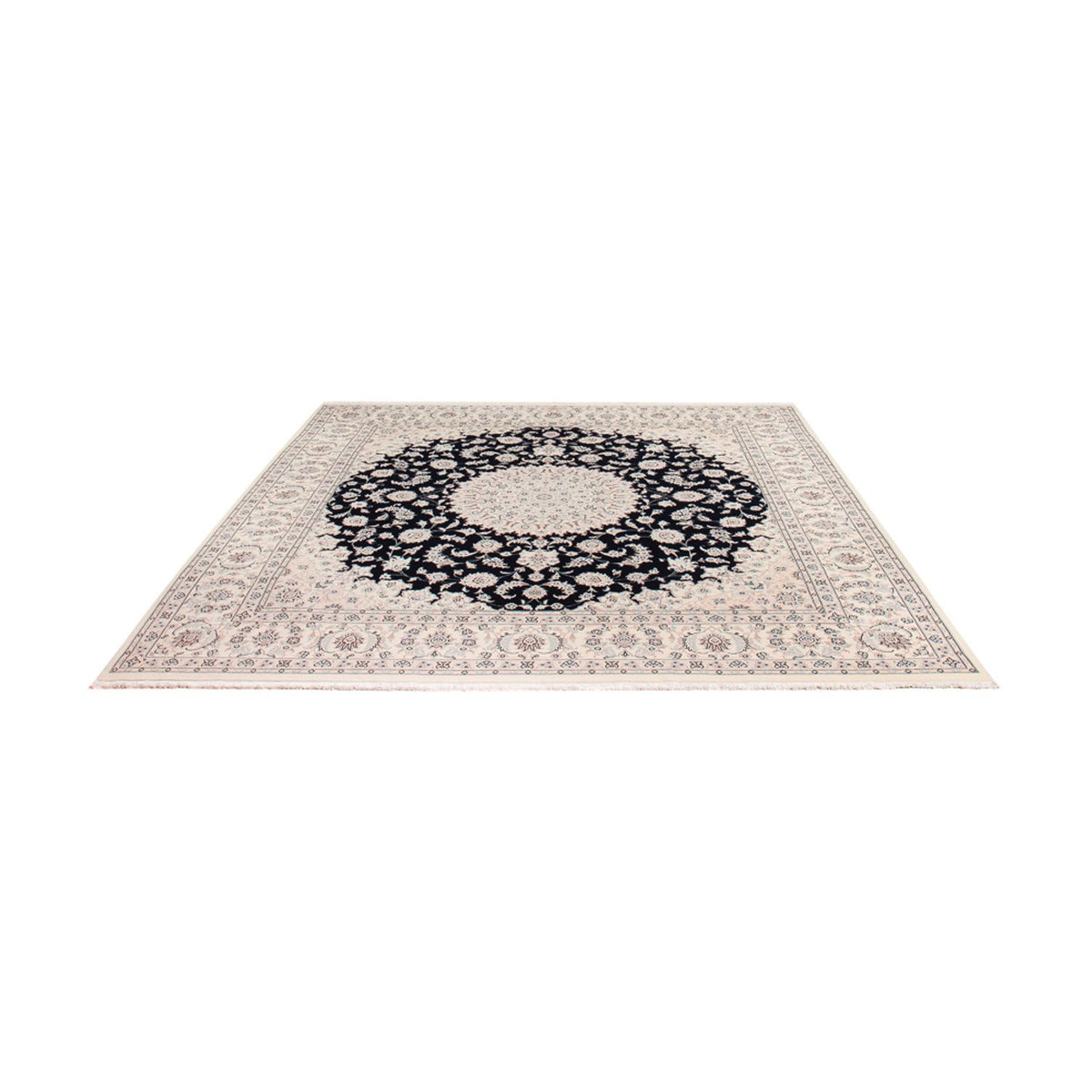 Tapis persan - Nain carré  - 258 x 246 cm - bleu foncé