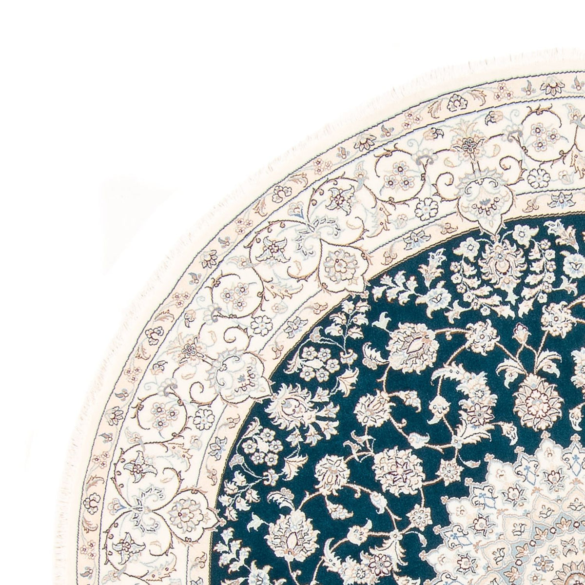 Tapis persan - Nain ronde  - 200 x 200 cm - bleu pétrole