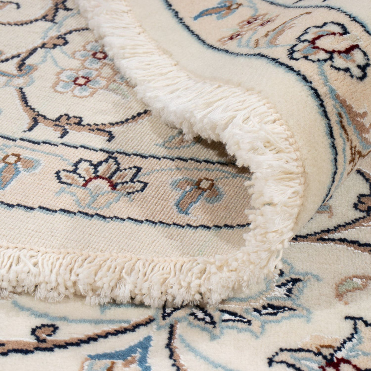 Tapis persan - Nain ronde  - 200 x 200 cm - bleu pétrole