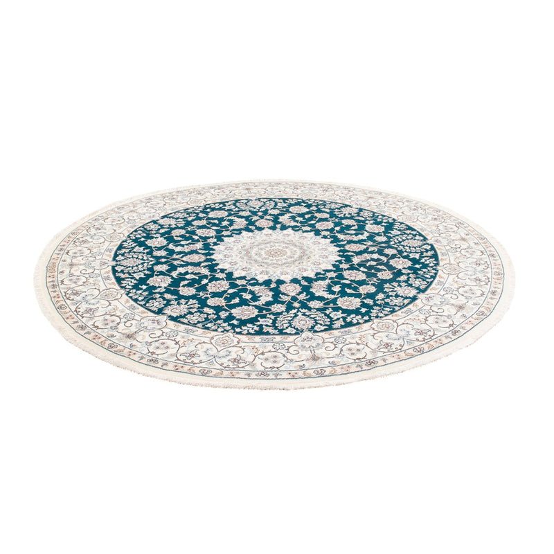 Tapis persan - Nain ronde  - 200 x 200 cm - bleu pétrole