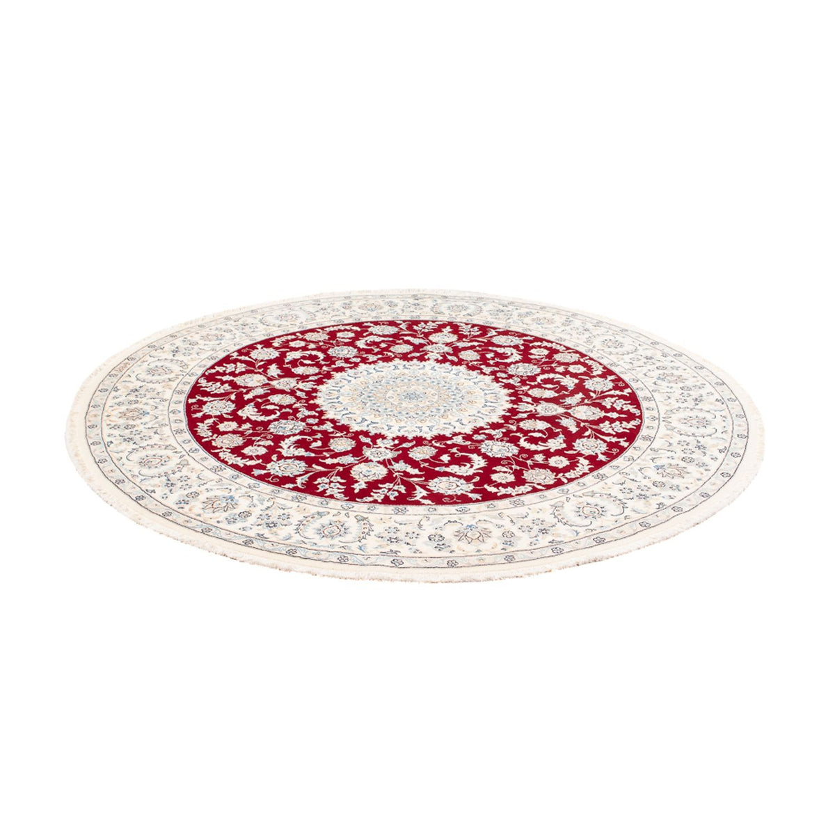 Tapis persan - Nain ronde  - 200 x 200 cm - rouge