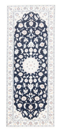 Tapis de couloir Tapis persan - Nain - Royal - 197 x 80 cm - bleu foncé