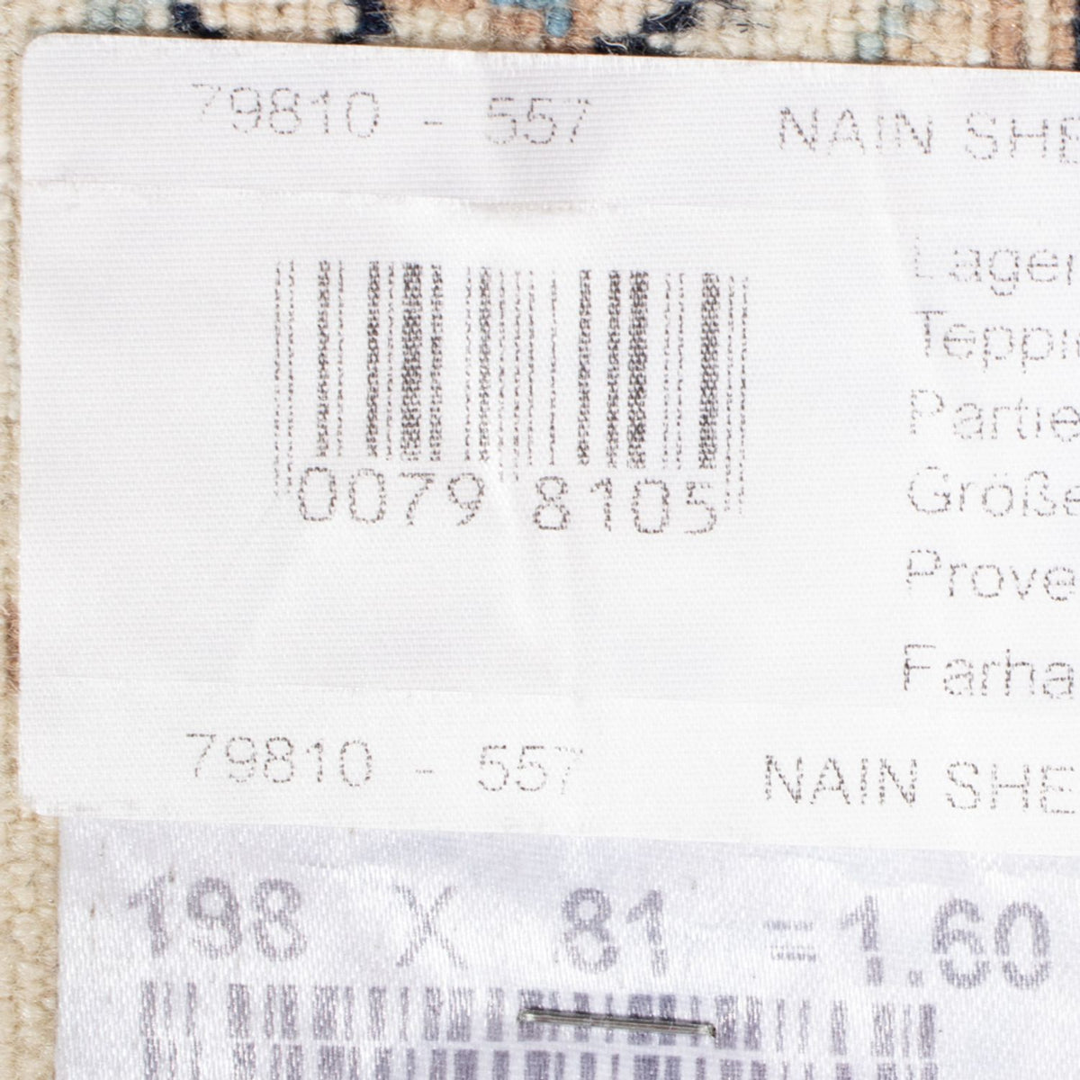 Tapis de couloir Tapis persan - Nain - Royal - 198 x 81 cm - bleu foncé