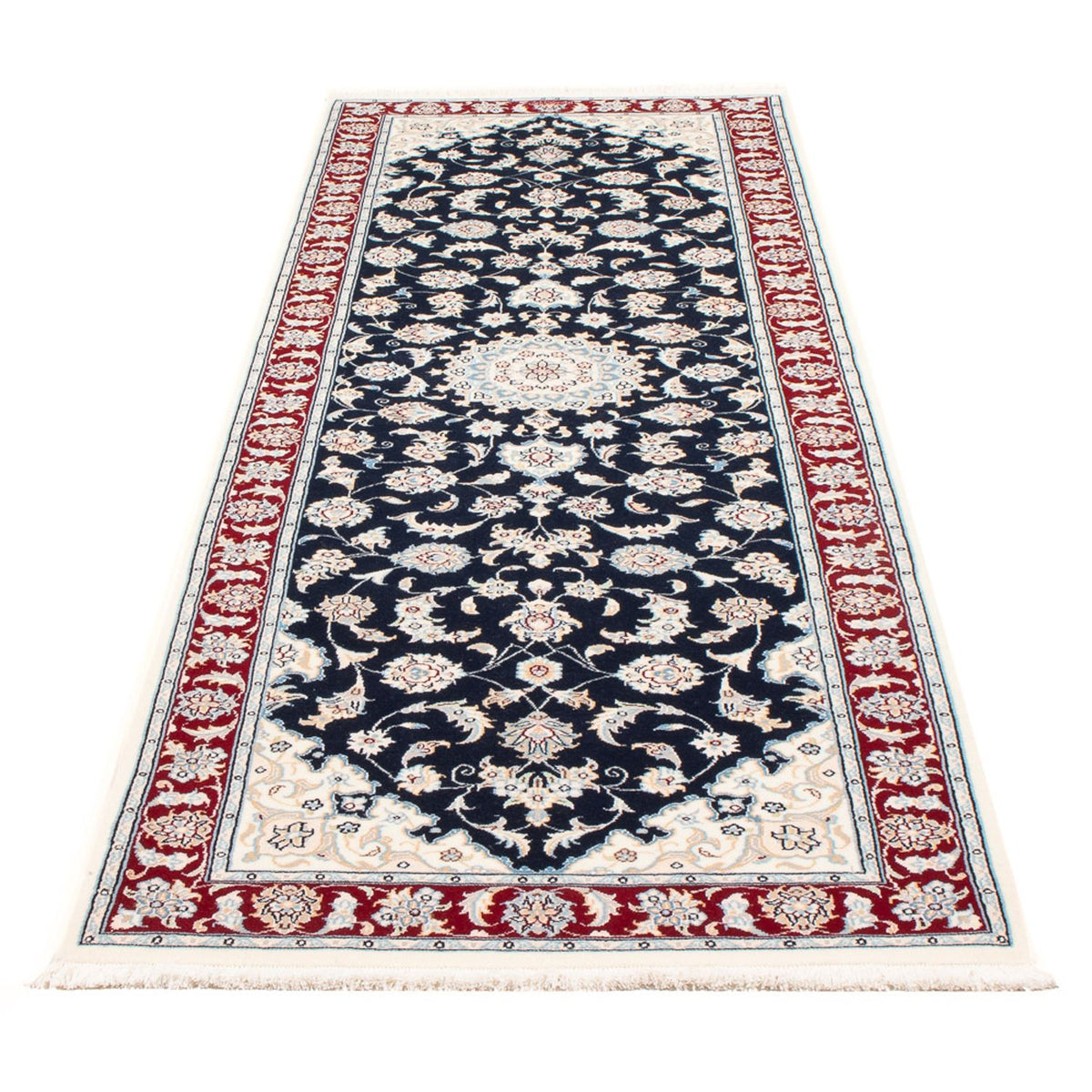 Tapis de couloir Tapis persan - Nain - Premium - 250 x 78 cm - bleu foncé