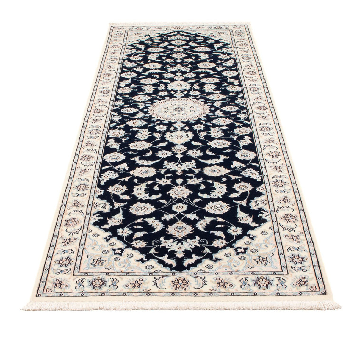 Tapis de couloir Tapis persan - Nain - Premium - 253 x 81 cm - bleu foncé