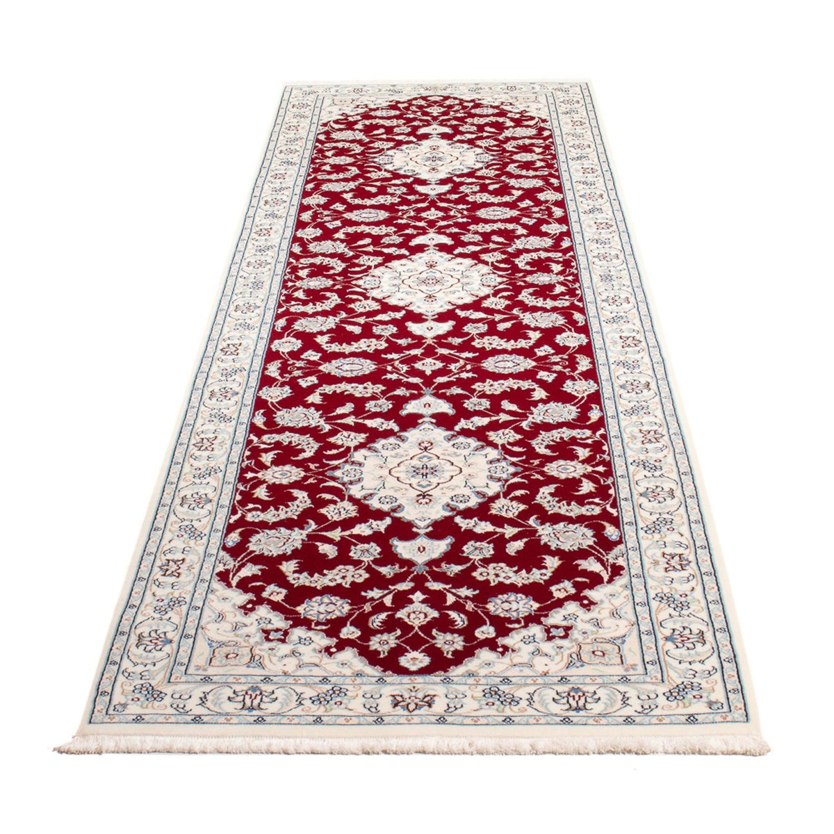 Tapis de couloir Tapis persan - Nain - Premium - 298 x 80 cm - rouge