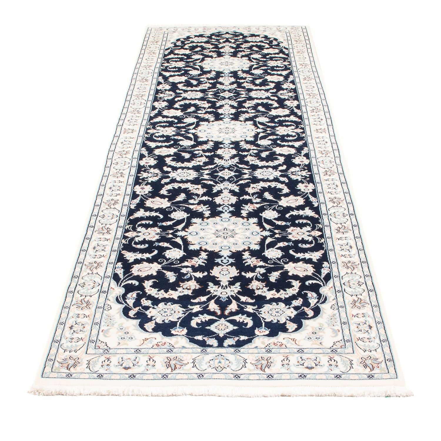 Tapis de couloir Tapis persan - Nain - Premium - 306 x 81 cm - bleu foncé