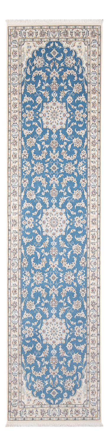 Tapis de couloir Tapis persan - Nain - Premium - 300 x 80 cm - bleu