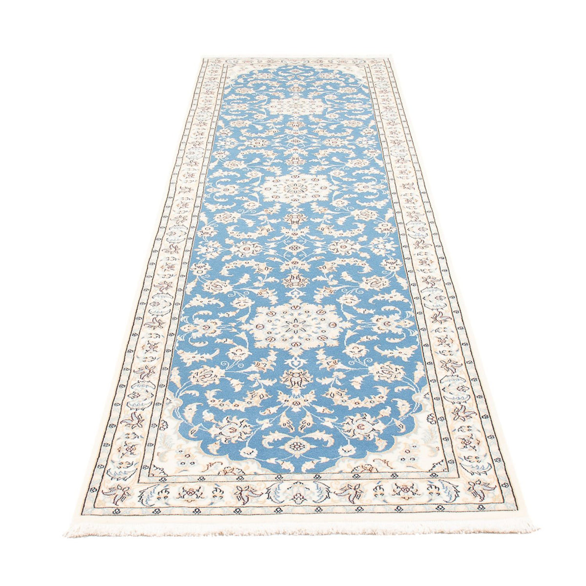 Tapis de couloir Tapis persan - Nain - Premium - 300 x 80 cm - bleu