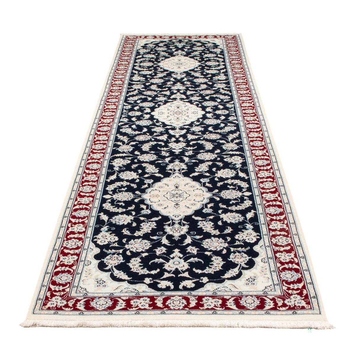 Tapis de couloir Tapis persan - Nain - Premium - 347 x 87 cm - bleu foncé