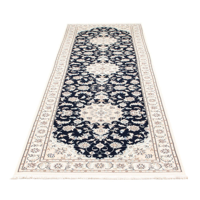 Tapis de couloir Tapis persan - Nain - Premium - 300 x 88 cm - bleu foncé