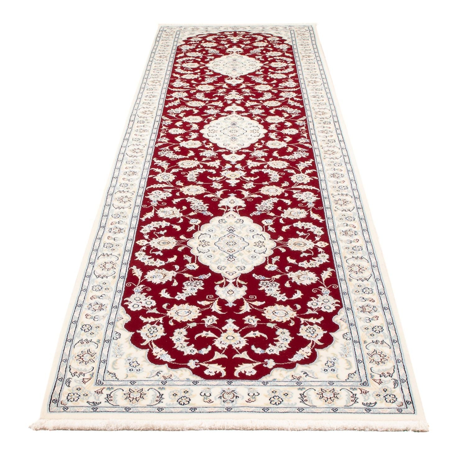 Tapis de couloir Tapis persan - Nain - Premium - 350 x 85 cm - rouge
