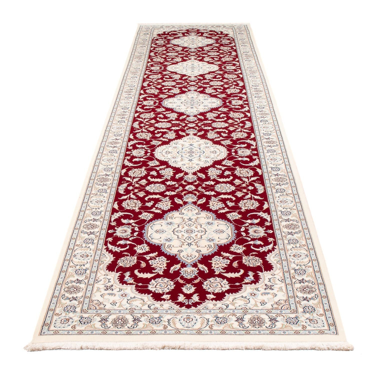 Tapis de couloir Tapis persan - Nain - Premium - 393 x 90 cm - rouge