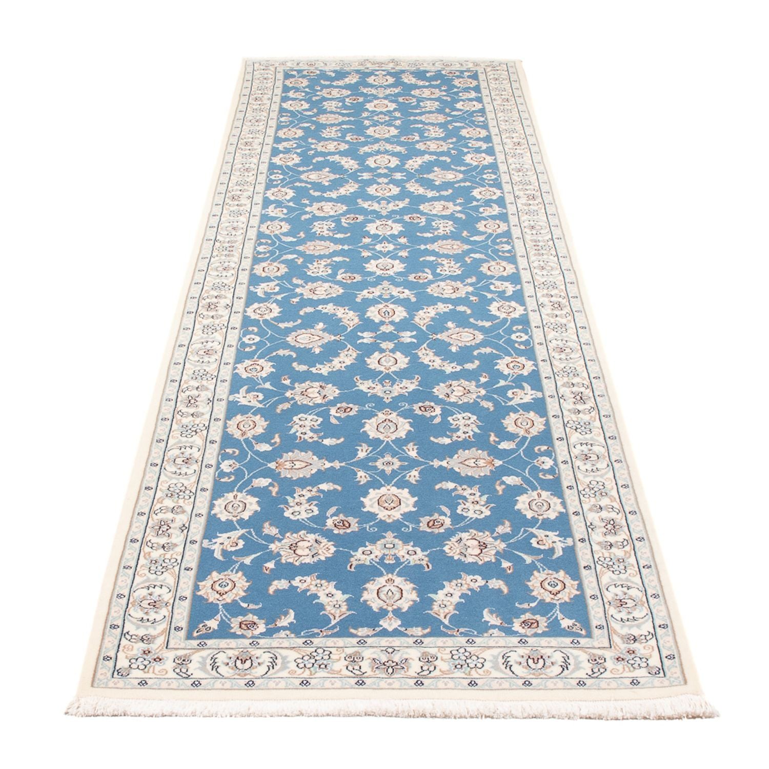 Tapis de couloir Tapis persan - Nain - Premium - 307 x 80 cm - bleu