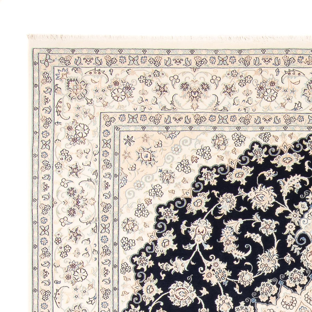 Tapis persan - Nain - 263 x 225 cm - bleu foncé