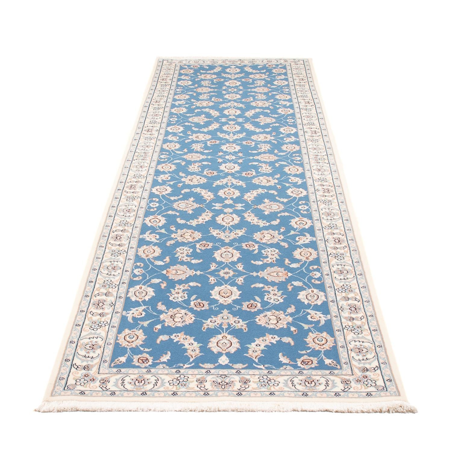 Tapis de couloir Tapis persan - Nain - Premium - 312 x 80 cm - bleu