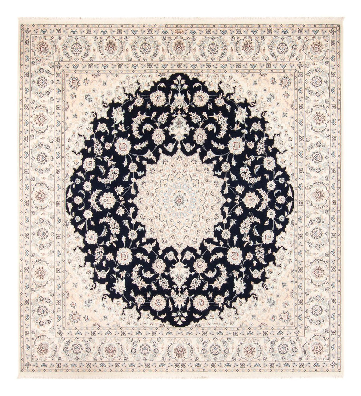 Tapis persan - Nain - 266 x 248 cm - bleu foncé