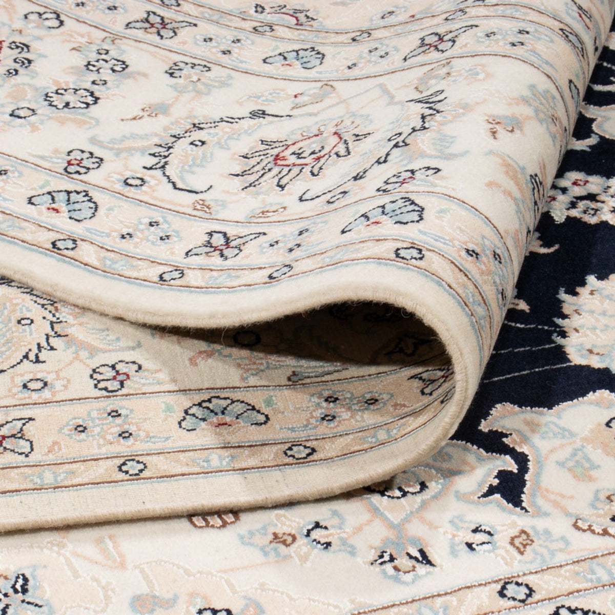 Tapis persan - Nain - 266 x 248 cm - bleu foncé