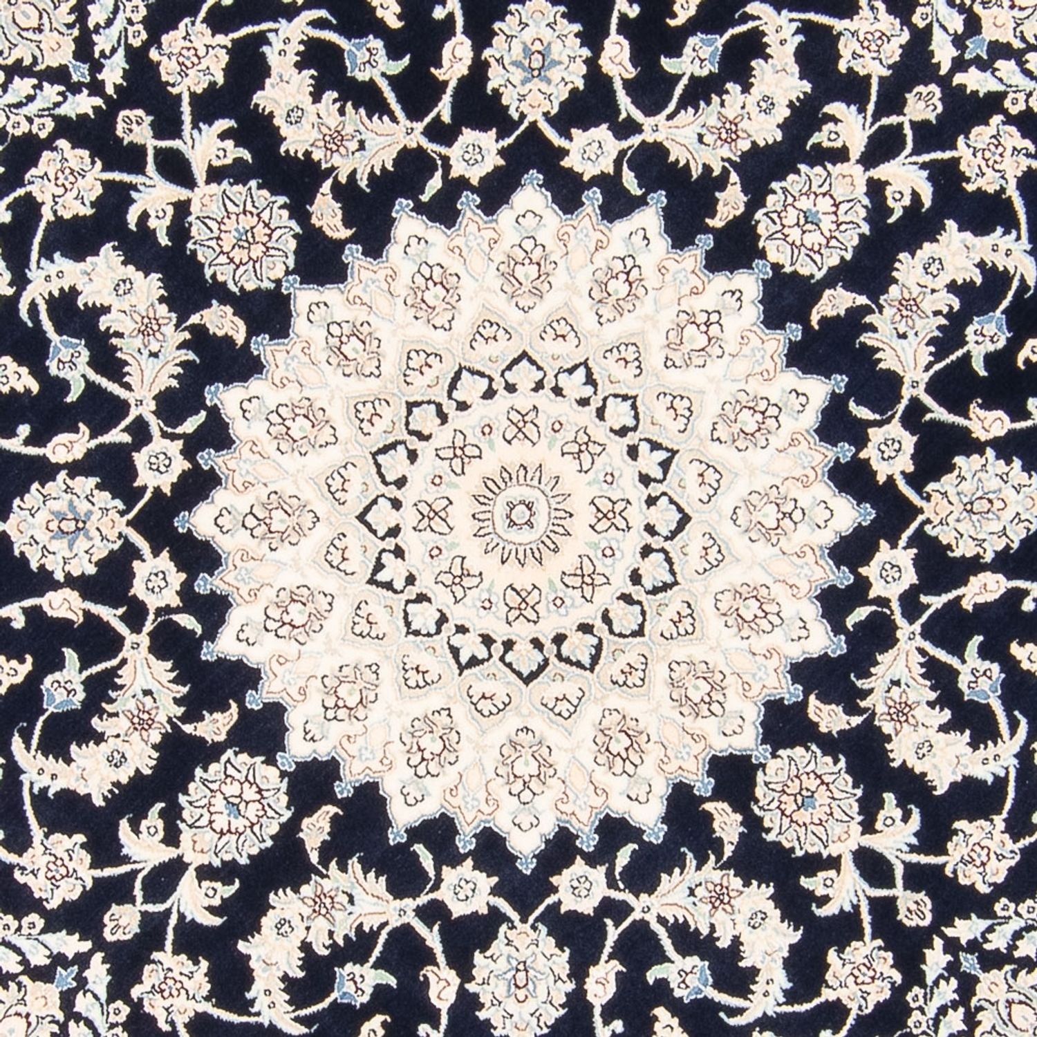 Tapis persan - Nain ronde  - 204 x 195 cm - bleu foncé