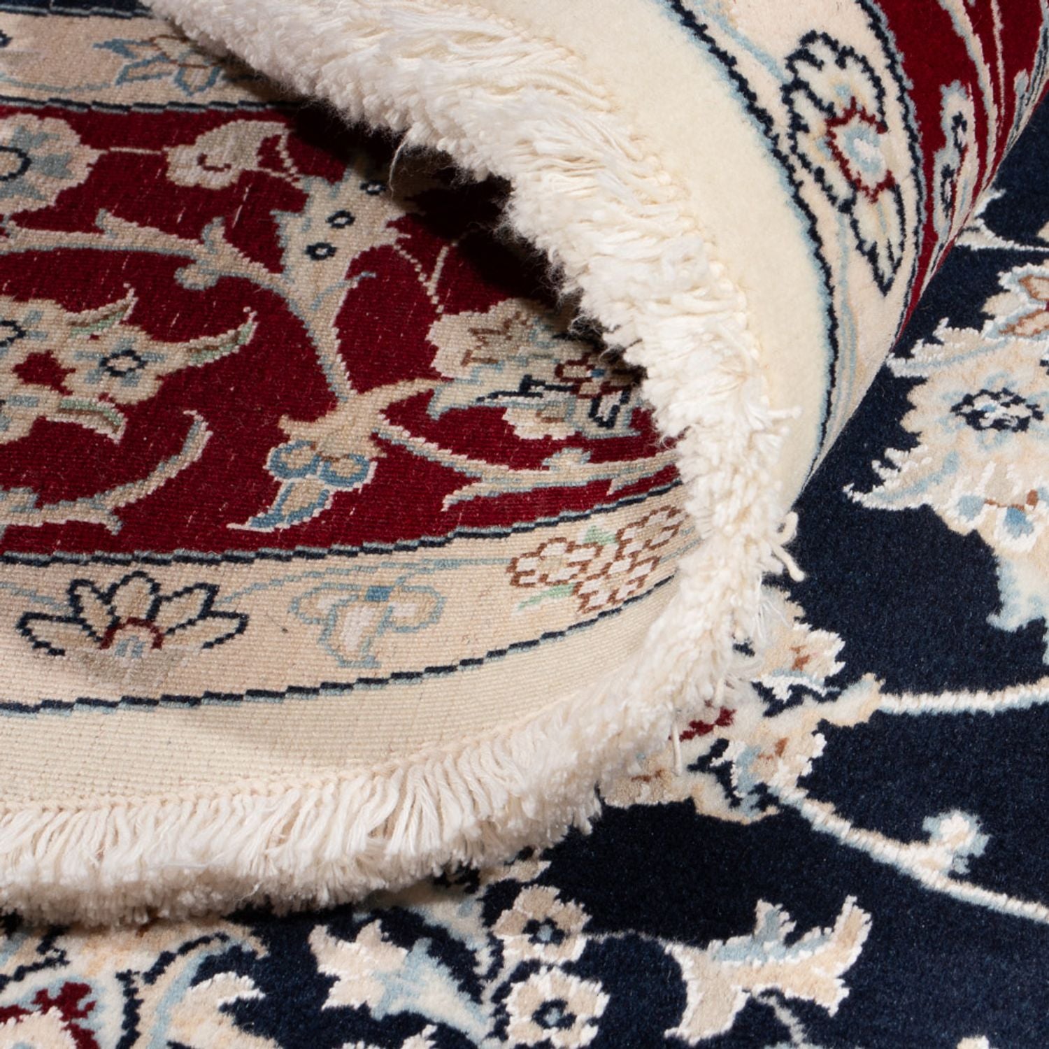 Tapis persan - Nain ronde  - 204 x 195 cm - bleu foncé