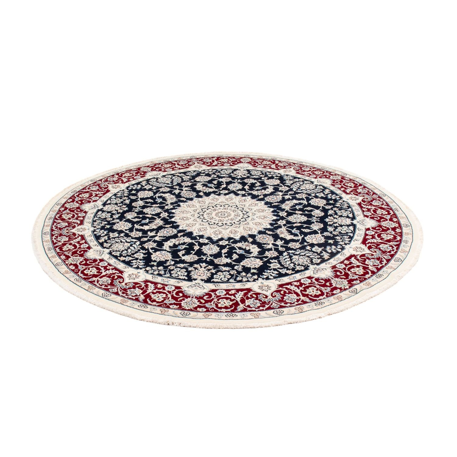 Tapis persan - Nain ronde  - 204 x 195 cm - bleu foncé