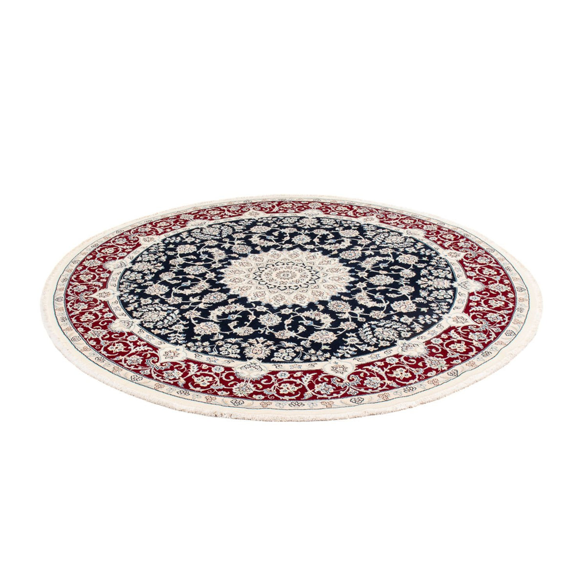 Tapis persan - Nain ronde  - 204 x 195 cm - bleu foncé