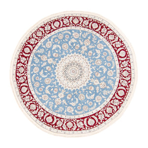 Tapis persan - Nain ronde  - 200 x 200 cm - bleu clair
