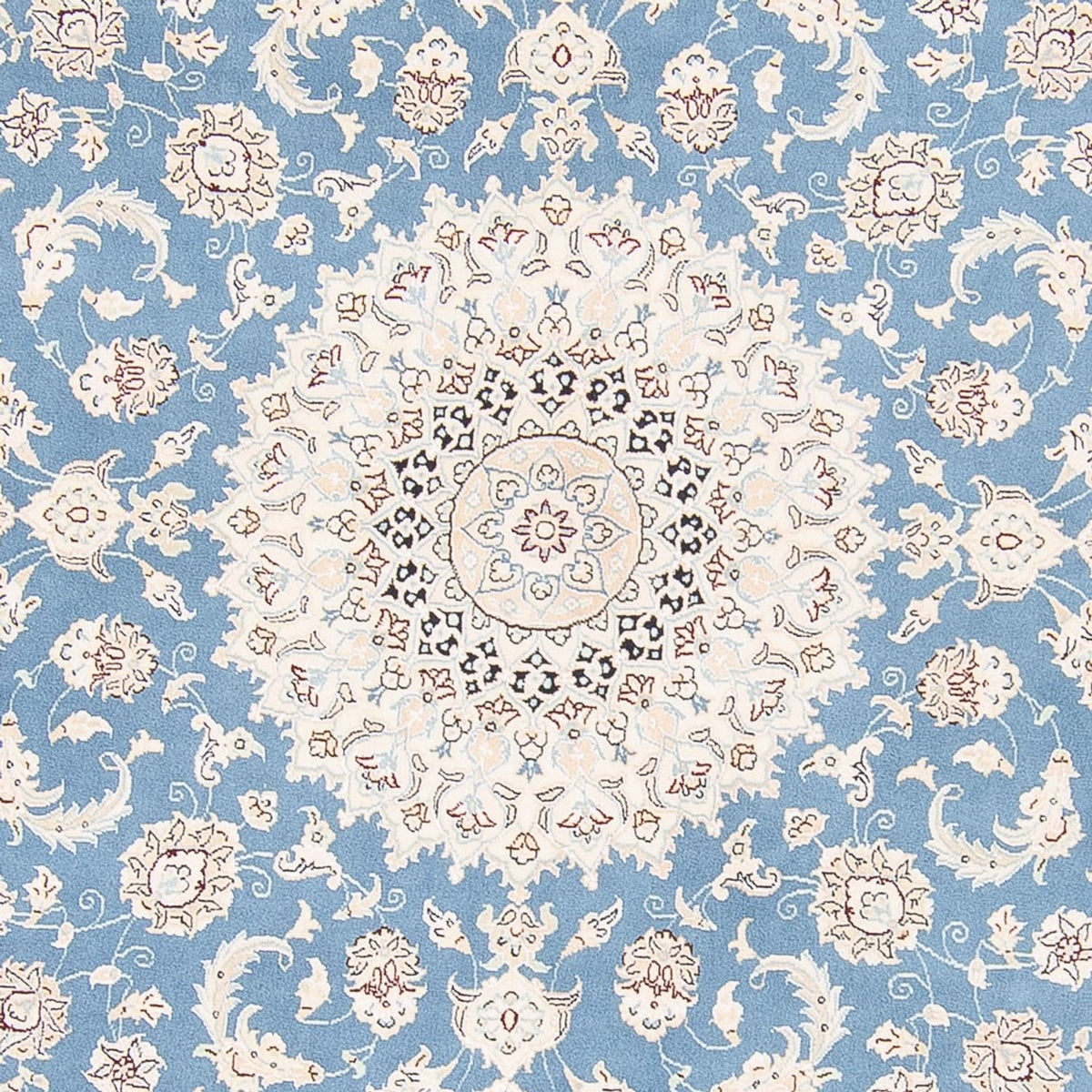 Tapis persan - Nain ronde  - 200 x 200 cm - bleu clair