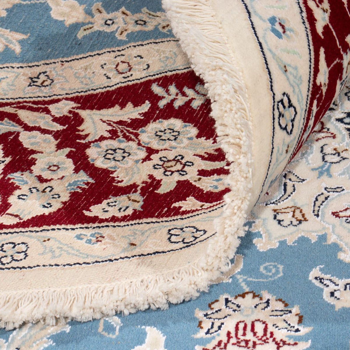 Tapis persan - Nain ronde  - 200 x 200 cm - bleu clair