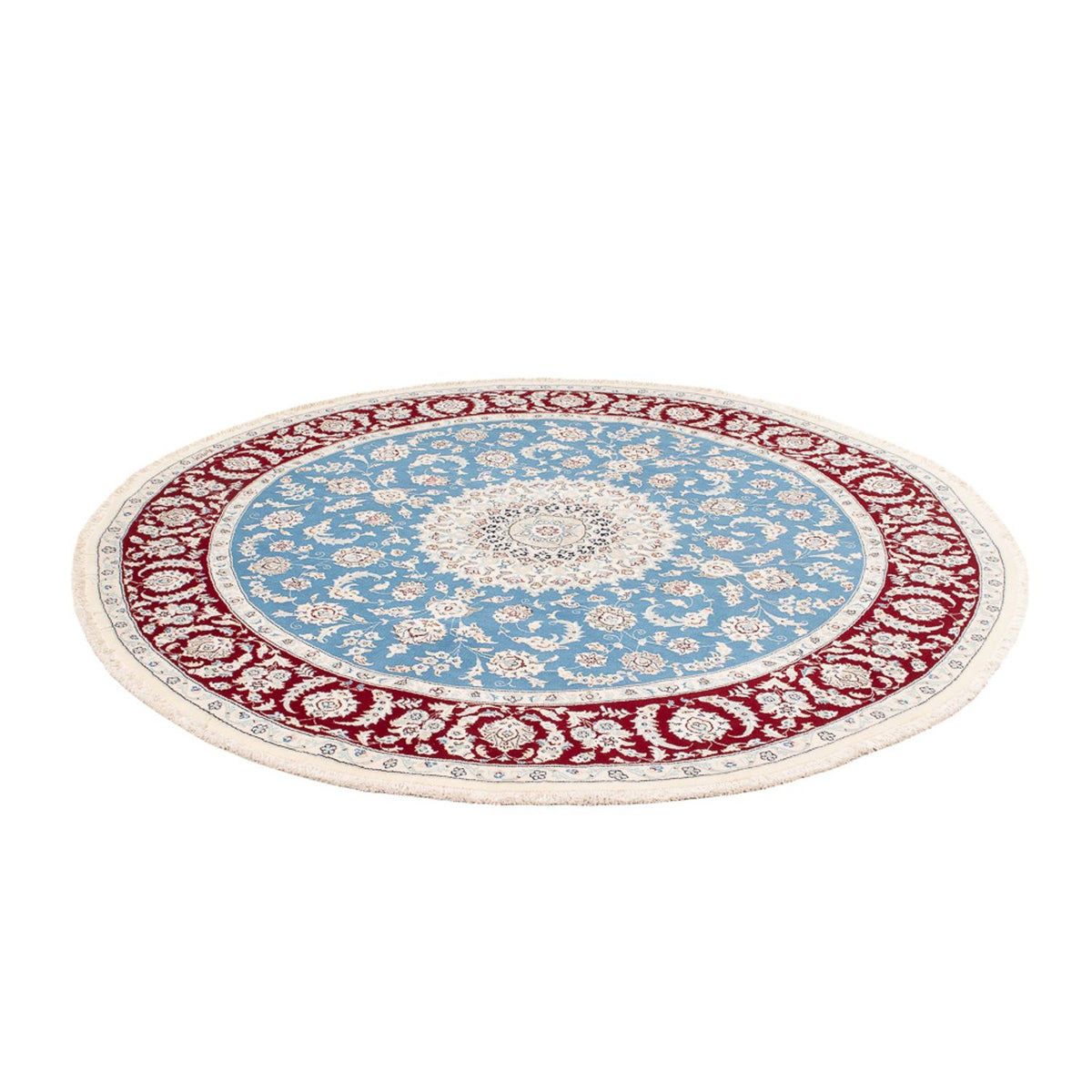 Tapis persan - Nain ronde  - 200 x 200 cm - bleu clair
