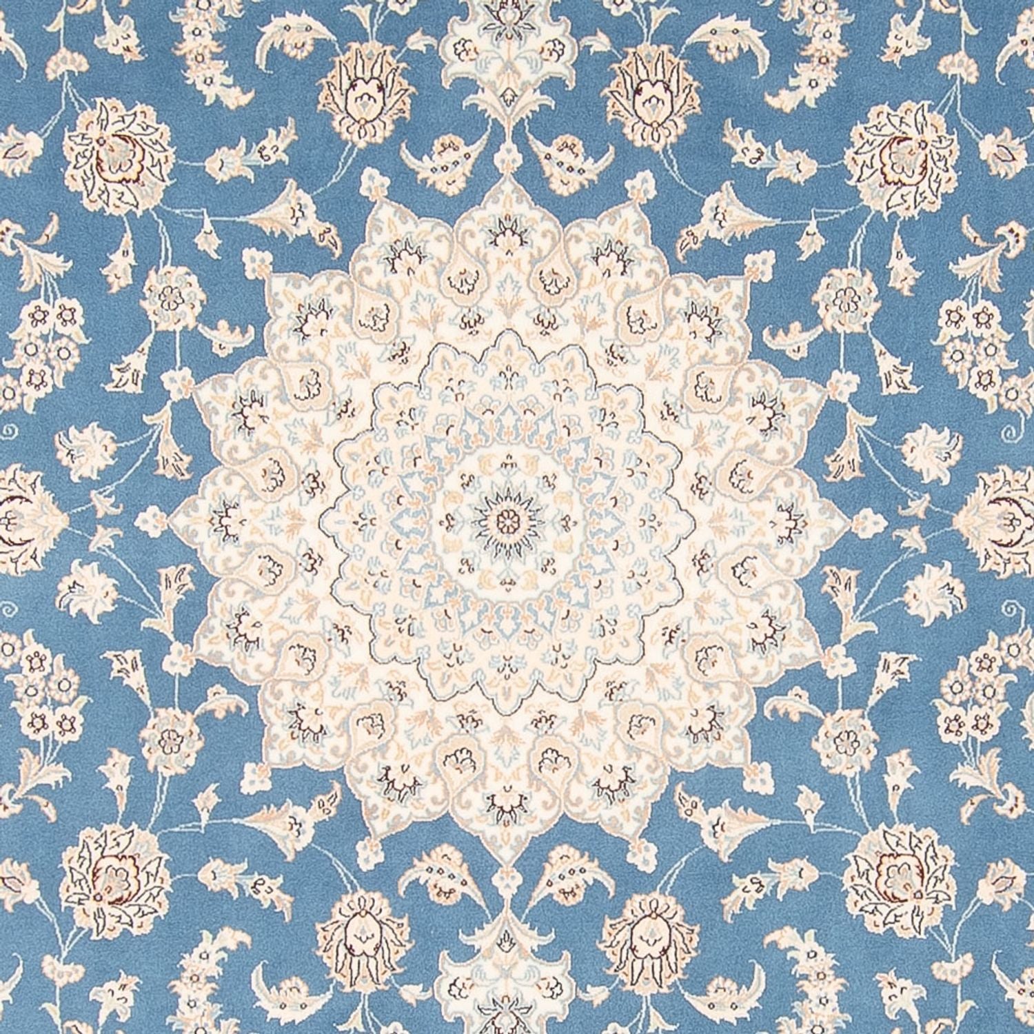 Tapis persan - Nain carré  - 252 x 248 cm - bleu clair