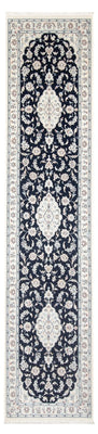 Tapis de couloir Tapis persan - Nain - Premium - 346 x 88 cm - bleu foncé