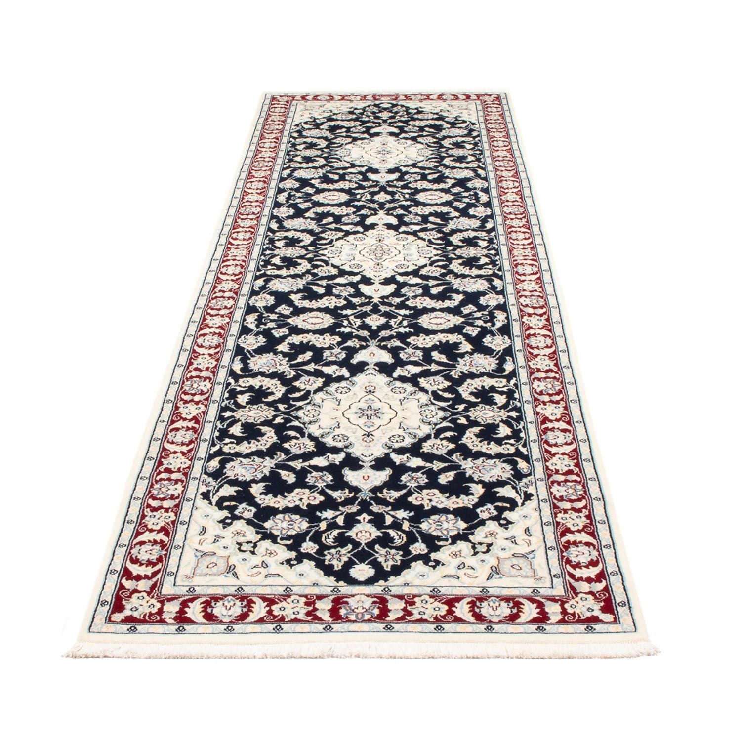 Tapis de couloir Tapis persan - Nain - Premium - 295 x 81 cm - bleu foncé