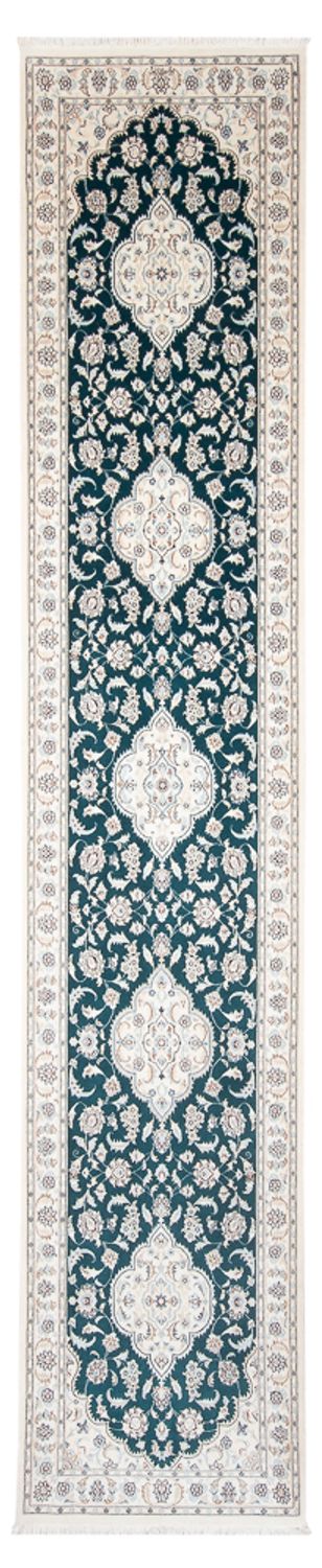 Tapis de couloir Tapis persan - Nain - Premium - 397 x 88 cm - bleu foncé