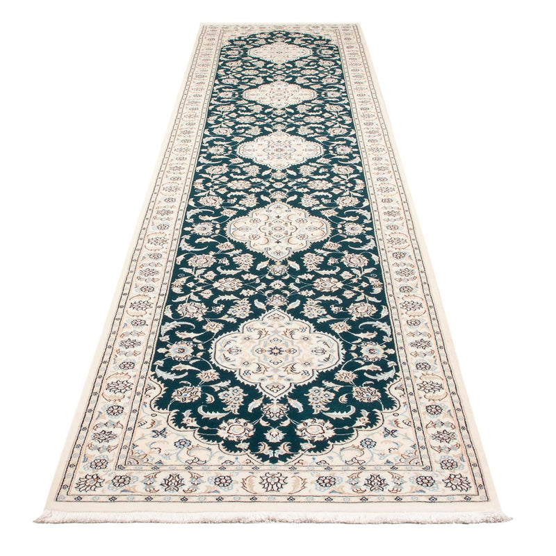 Tapis de couloir Tapis persan - Nain - Premium - 397 x 88 cm - bleu foncé