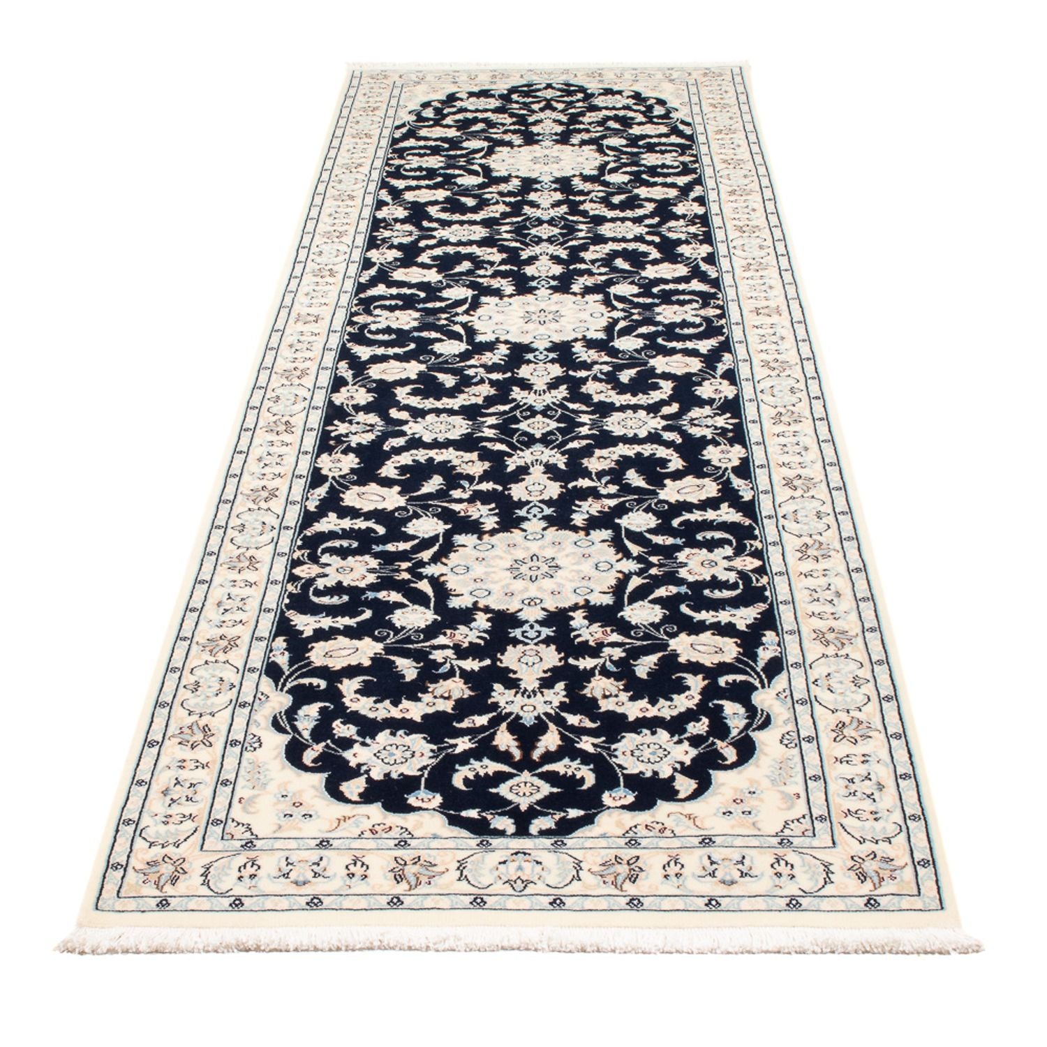 Tapis de couloir Tapis persan - Nain - Premium - 297 x 81 cm - bleu foncé