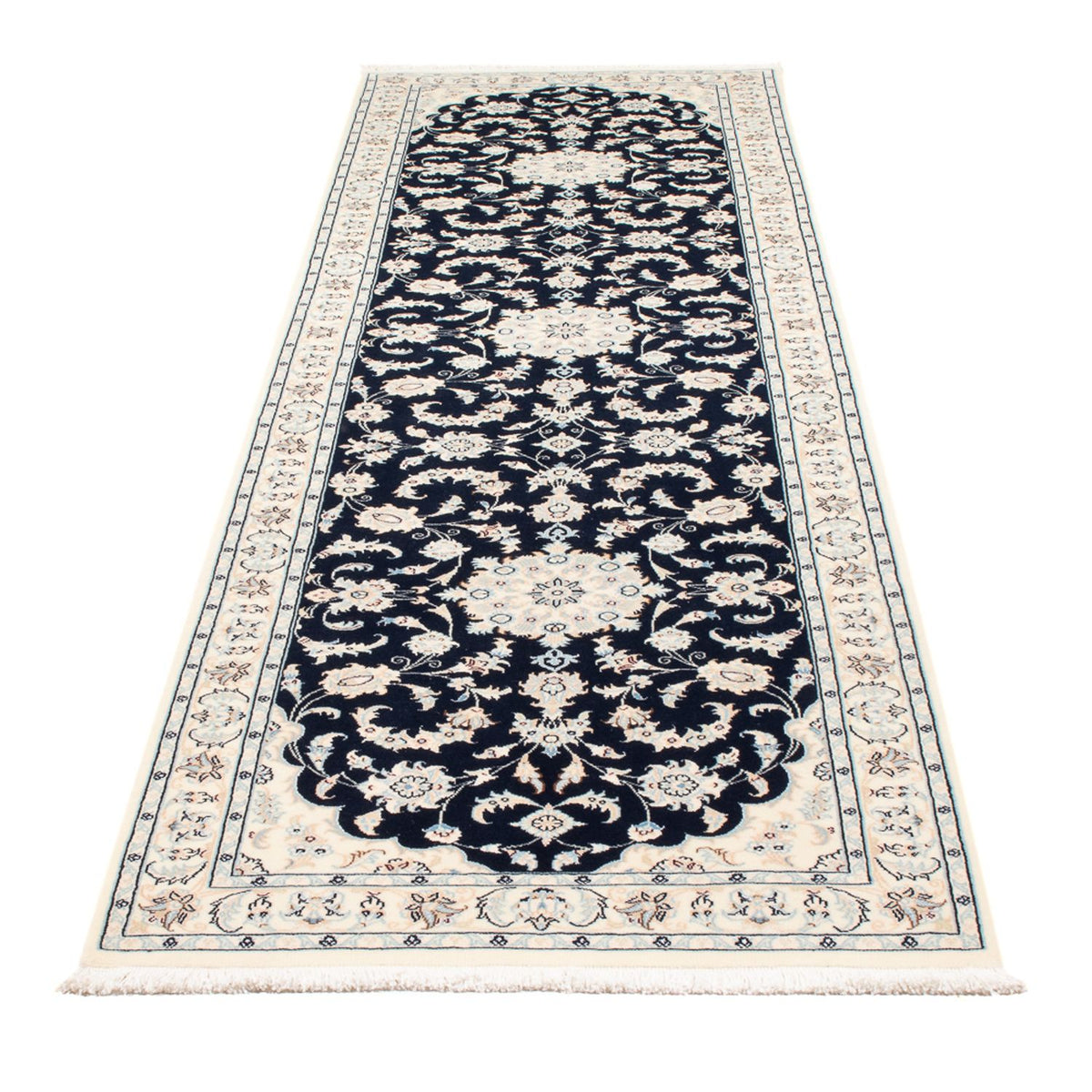Tapis de couloir Tapis persan - Nain - Premium - 297 x 81 cm - bleu foncé